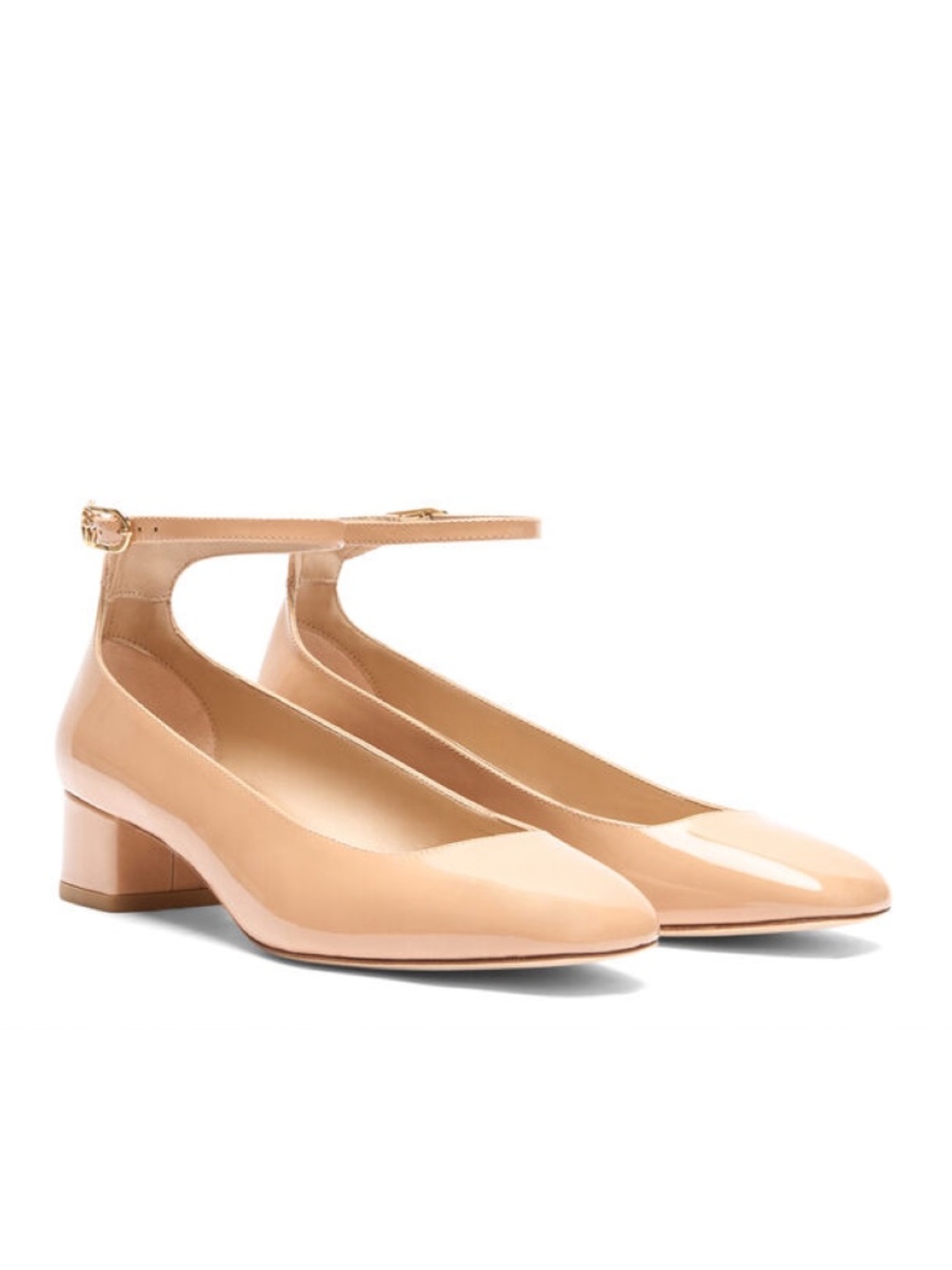 New Stuart Weitzman Jane Patent Leather Pump Beige Sz 7